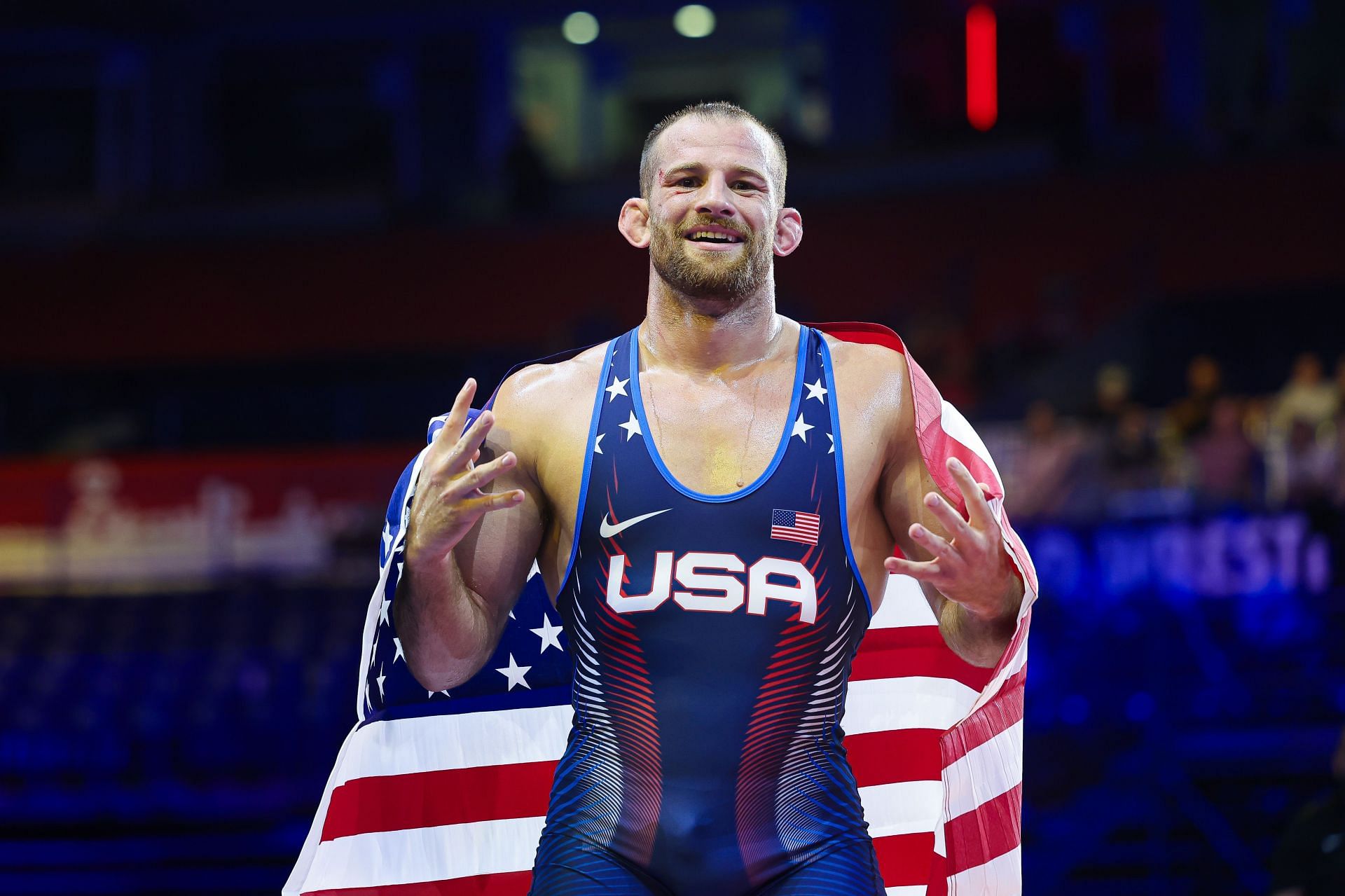 Taylor at the 2023 Wrestling Senior World Championships (Image Source: Getty)